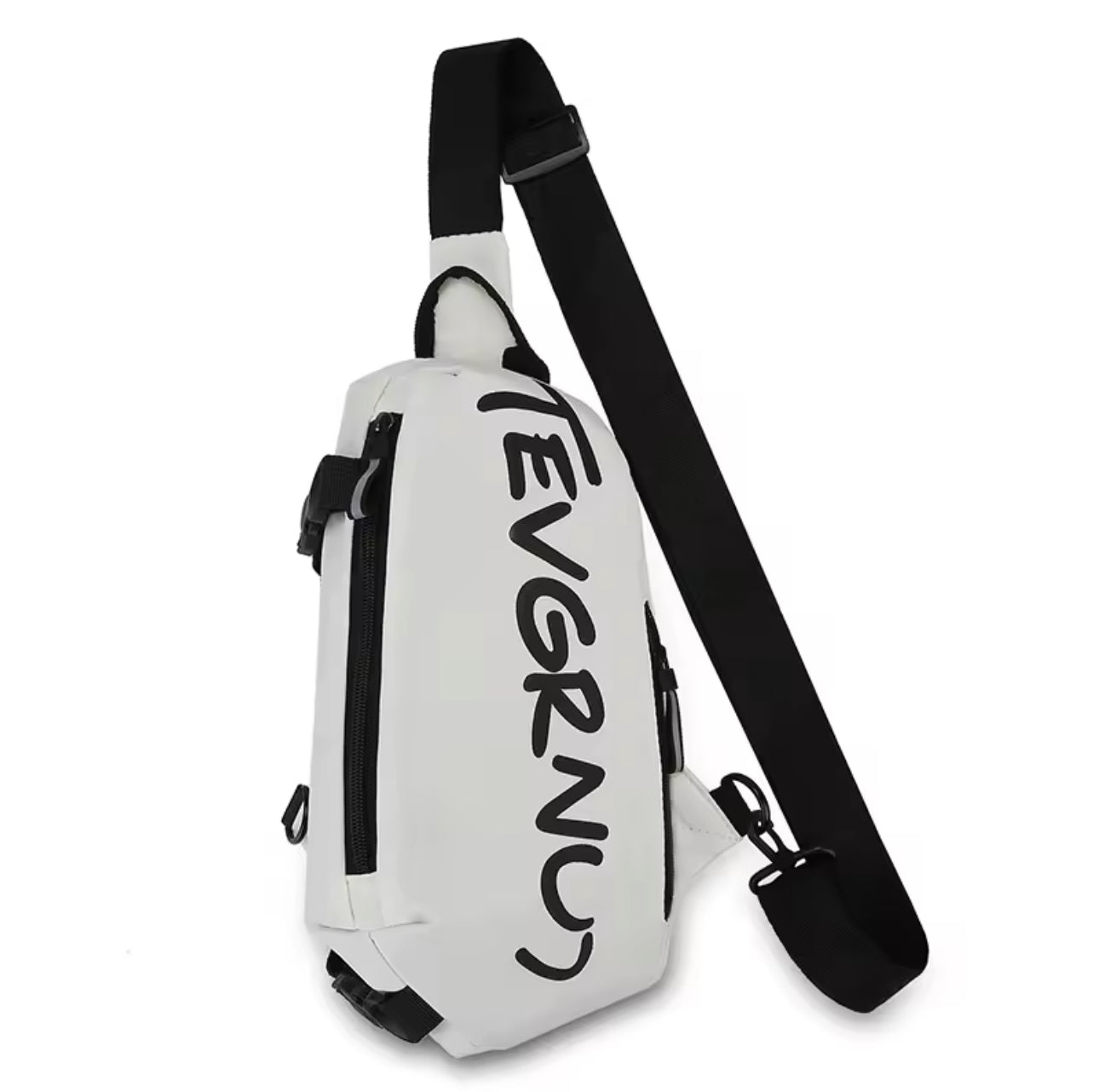 Waterproof chest bag with adjustable strap – available in white and black